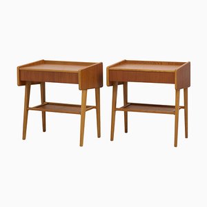 Vintage Swedish Scandinavian Modern Teak Nightstands with Drawers, 1960s, Set of 2-MJF-2034312