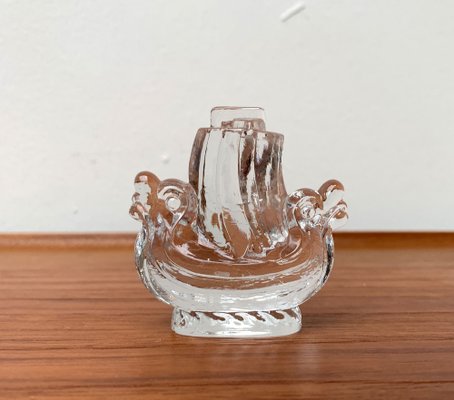 Vintage Swedish Viking Ship Glass Sculpture from Lindshammar Glasbruk, 1970s-UAH-1369570