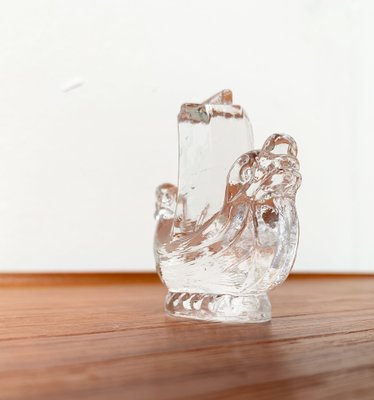 Vintage Swedish Viking Ship Glass Sculpture from Lindshammar Glasbruk, 1970s-UAH-1369570