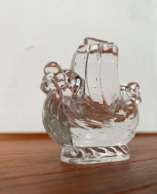 Vintage Swedish Viking Ship Glass Sculpture from Lindshammar Glasbruk, 1970s-UAH-1369570