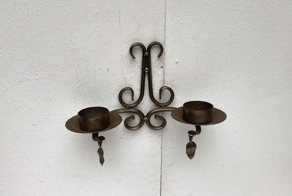 Vintage Swedish Wrought Iron Wall Candleholders from Ahrnebergs, Set of 2-UAH-1279405