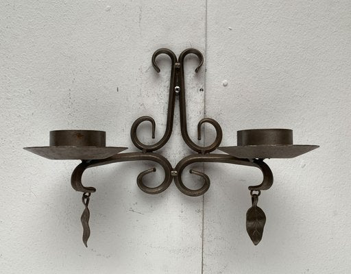 Vintage Swedish Wrought Iron Wall Candleholders from Ahrnebergs, Set of 2-UAH-1279405