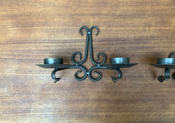 Vintage Swedish Wrought Iron Wall Candleholders from Ahrnebergs, Set of 2-UAH-1279405