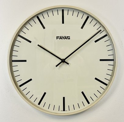 Vintage Swiss Beige Wall Clock from Favag, 1970s-CGF-1408522