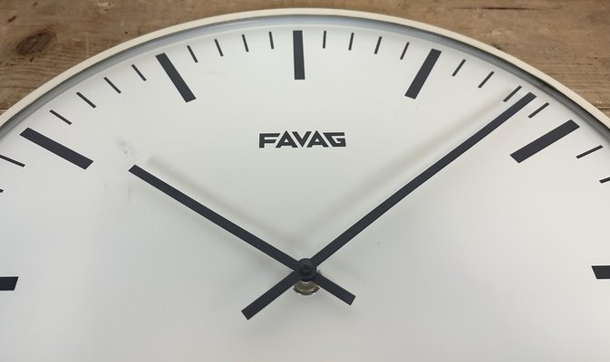 Vintage Swiss Beige Wall Clock from Favag, 1970s-CGF-1408522