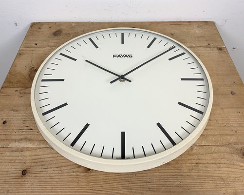 Vintage Swiss Beige Wall Clock from Favag, 1970s-CGF-1408522