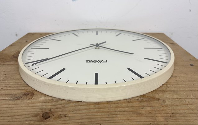 Vintage Swiss Beige Wall Clock from Favag, 1970s-CGF-1408522