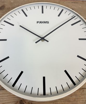 Vintage Swiss Beige Wall Clock from Favag, 1970s-CGF-1408522