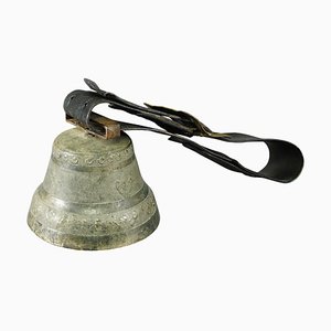 Vintage Swiss Cow Bell in Casted Bronze, 1930-KJP-1246593