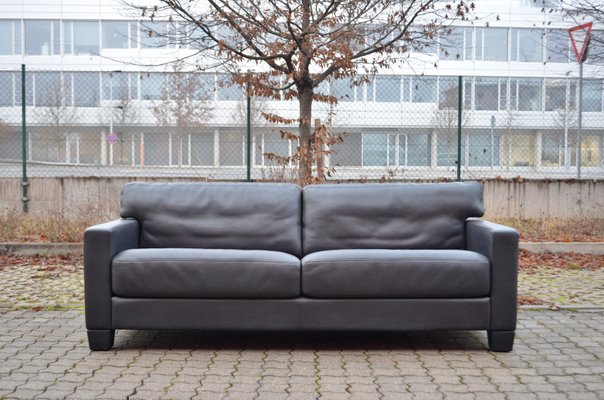 Vintage Swiss DS 17 Black Leather Sofa from de Sede, 1990s-UF-807622