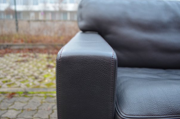 Vintage Swiss DS 17 Black Leather Sofa from de Sede, 1990s-UF-807622