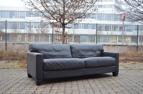 Vintage Swiss DS 17 Black Leather Sofa from de Sede, 1990s-UF-807622