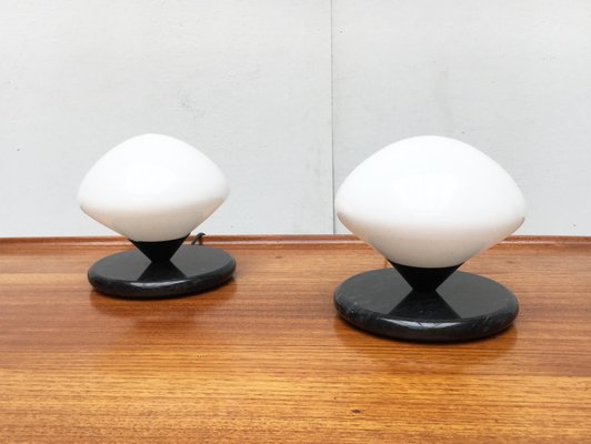 Vintage Swiss Marble and Glass Table Lamps from Optelma, Set of 2-UAH-859576