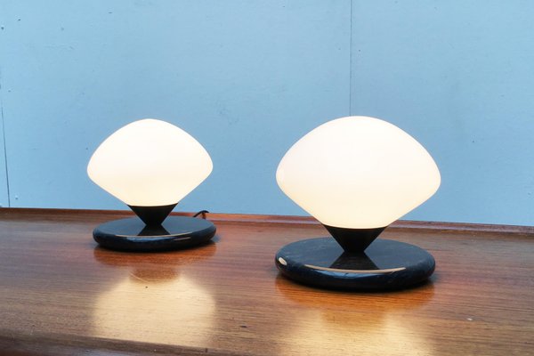 Vintage Swiss Marble and Glass Table Lamps from Optelma, Set of 2-UAH-859576