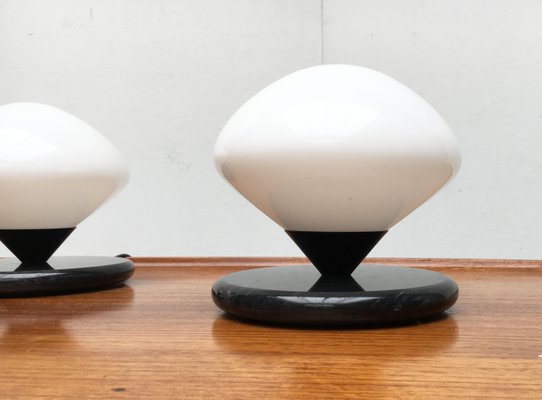 Vintage Swiss Marble and Glass Table Lamps from Optelma, Set of 2-UAH-859576