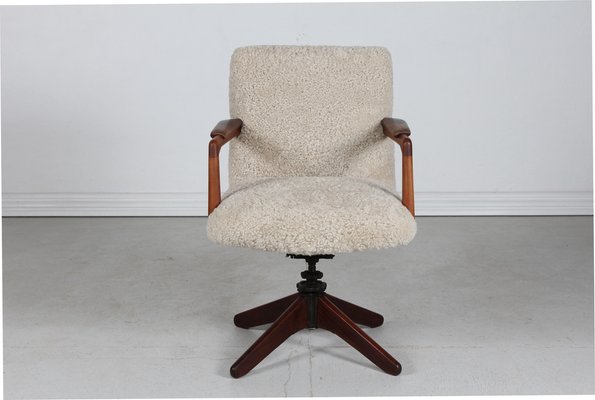 Vintage Swivel Chair with Leather from Hans J. Wegner, 1940s-QQ-1725528