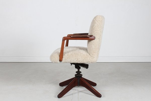 Vintage Swivel Chair with Leather from Hans J. Wegner, 1940s-QQ-1725528