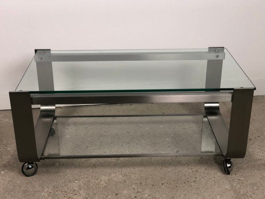 Vintage Table in Brushed Chrome and Aluminum, 1970-RWZ-1393268