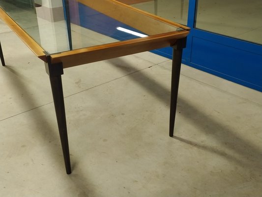 Vintage Table in Cherry and Glass, 1950s-OEC-1765626