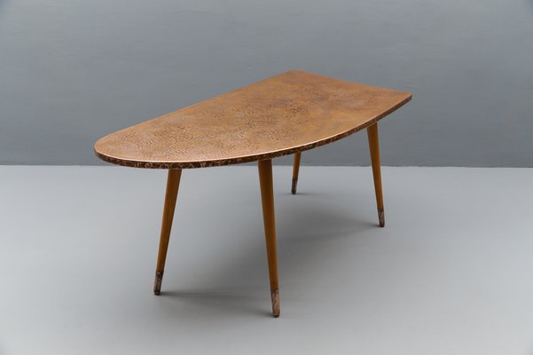 Vintage Table in Copper and Wood, 1950s-KQB-1740953