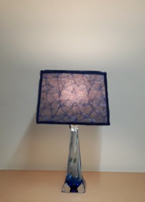 Vintage Table Lamp in Azure Crystal Glass from Val St Lambert, 1970s-HOI-1432028