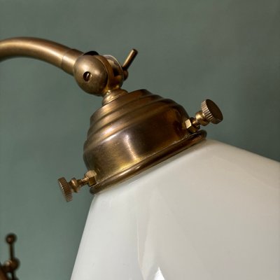 Vintage Table Lamp in Brass & White Glass Shade-ALF-2033526