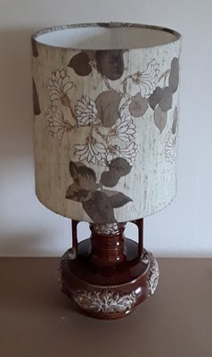 Vintage Table Lamp in Brown Glassier Ceramic, 1980s-HOI-1340736