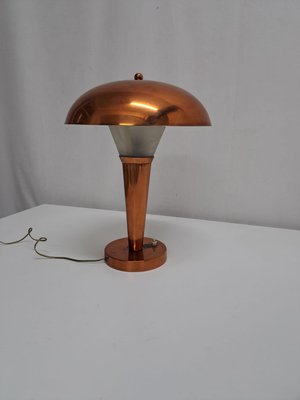 Vintage Table Lamp in Copper and Glass by Jean Perzel, 1920s-FDH-2016422