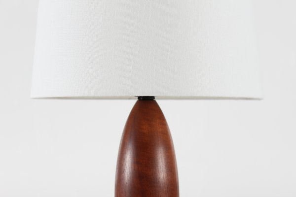 Vintage Table Lamp in Hand-Turned Teak by Finn Juhl, 1960s-QQ-2035761