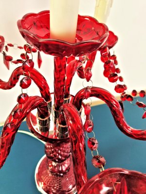 Vintage Table Lamp in Red Murano Glass-GKV-1347951