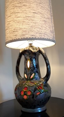 Vintage Table Lamp on Ceramic Base in Fat Lava style, 1970s-HOI-1377510