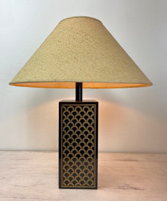 Vintage Table Lamp with Black and Gold Cube Base-WZZ-1330790