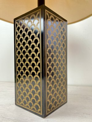 Vintage Table Lamp with Black and Gold Cube Base-WZZ-1330790