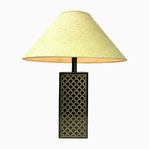 Vintage Table Lamp with Black and Gold Cube Base-WZZ-1330790