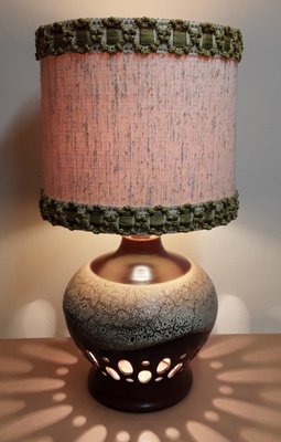 Vintage Table Lamp with Brown Ceramic Base, 1970s-HOI-1402797