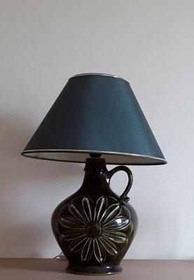 Vintage Table Lamp with Green Glazed Ceramic Base, 1970s-HOI-1399158