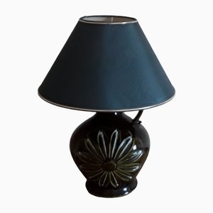 Vintage Table Lamp with Green Glazed Ceramic Base, 1970s-HOI-1399158