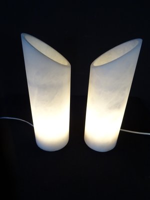 Vintage Table Lamps in Marbled Alabaster, 1970s, Set of 2-FPY-1801054