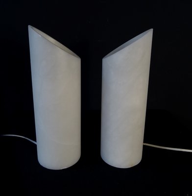 Vintage Table Lamps in Marbled Alabaster, 1970s, Set of 2-FPY-1801054