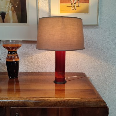 Vintage Table Lamps in Red Enamel, Italy, 1970s, Set of 2-YGE-1090139