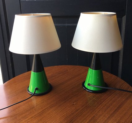 Vintage Table Lamps with Green Conical Shapes from Zonca, Set of 2-GGK-784534