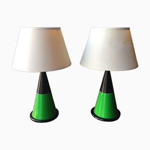 Vintage Table Lamps with Green Conical Shapes from Zonca, Set of 2-GGK-784534