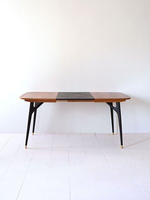 Vintage Table with Extension and Black Details, 1960s-QWP-2035433