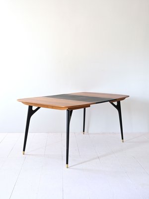 Vintage Table with Extension and Black Details, 1960s-QWP-2035433