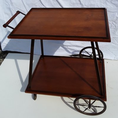 Vintage Teak and Brass Tea Trolley, 1960s-HOI-712616