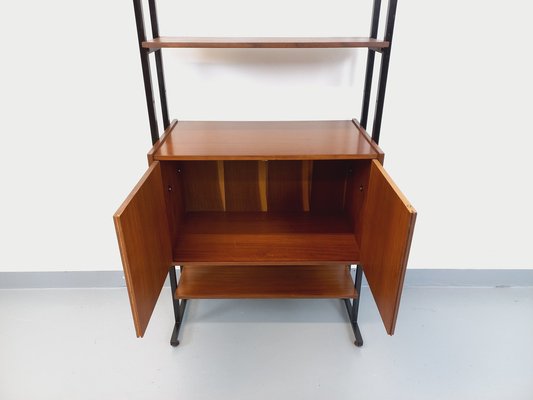 Vintage Teak and Metal Shelving Unit, 1960s-AHO-1811799