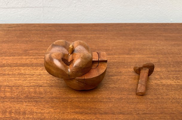 Vintage Teak Apple Shaped Secret Box, 1970s-UAH-1342037