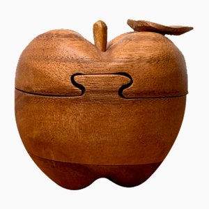 Vintage Teak Apple Shaped Secret Box, 1970s-UAH-1342037