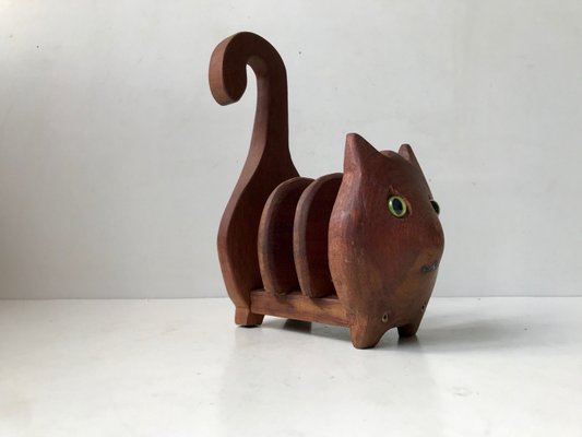 Vintage Teak Cat Napkin Holder, 1970s-LCR-924480