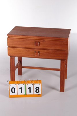 Vintage Teak Chest of Drawers with Leather Handles by Fröseke Nybrofabrik, 1970s-EZZ-1143680